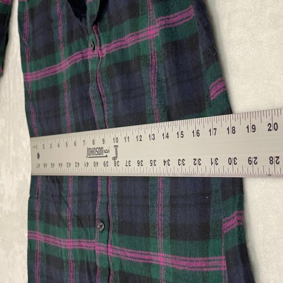 Ralph Lauren Plaid 100% Cotton Ruffle Flannel Shirt Dress Medium Black/Green - Picture 7 of 10